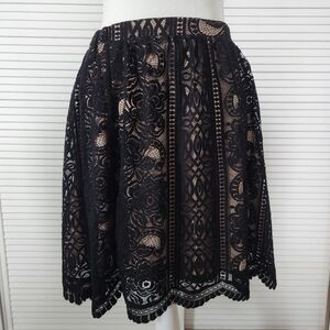 Lined black lace sheer a line skirt size large